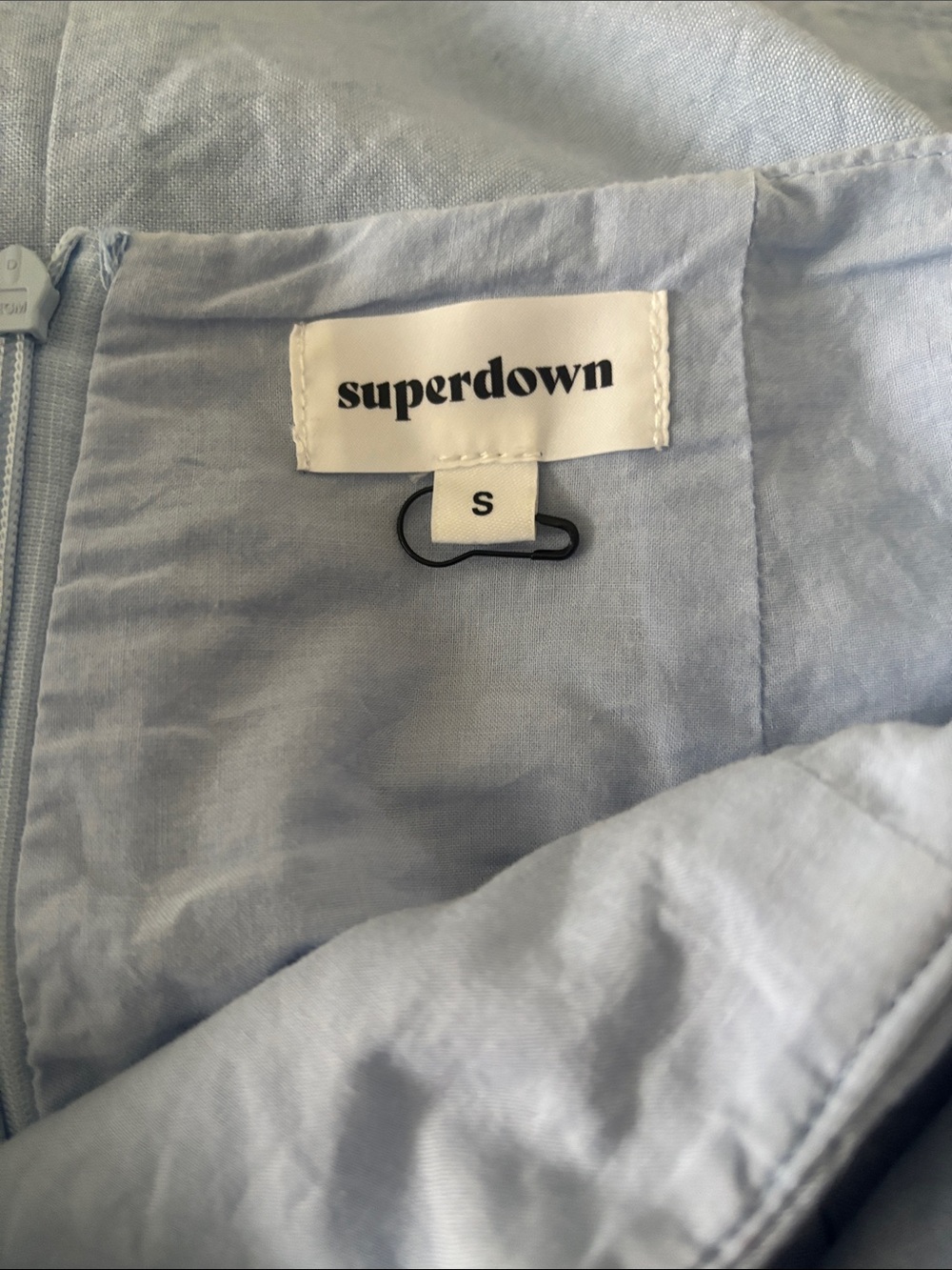 Super down Milah Wrap Skirt Light Blue Tie-Waist Mini Skirt - Picture 6 of 6